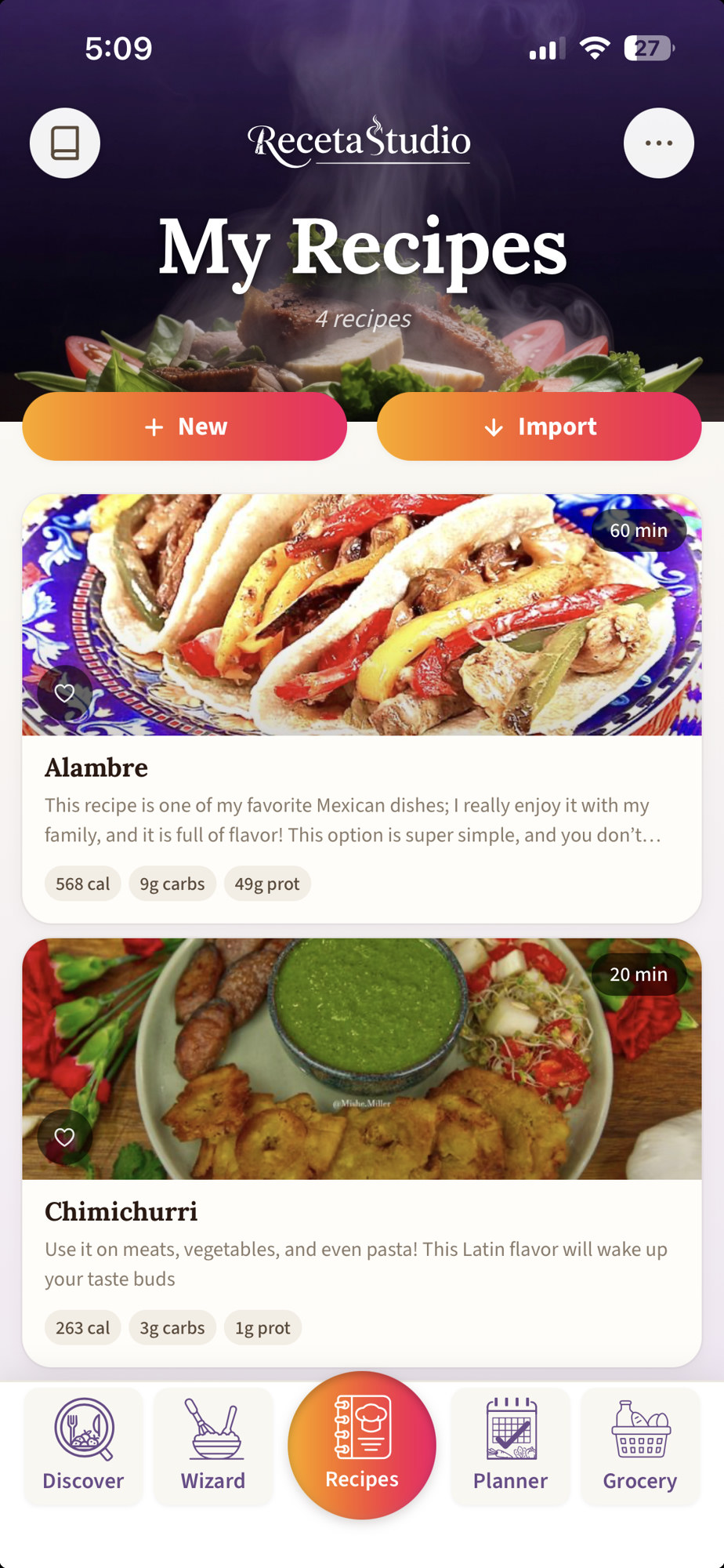 My Recipes with Alambre and Chimichurri.